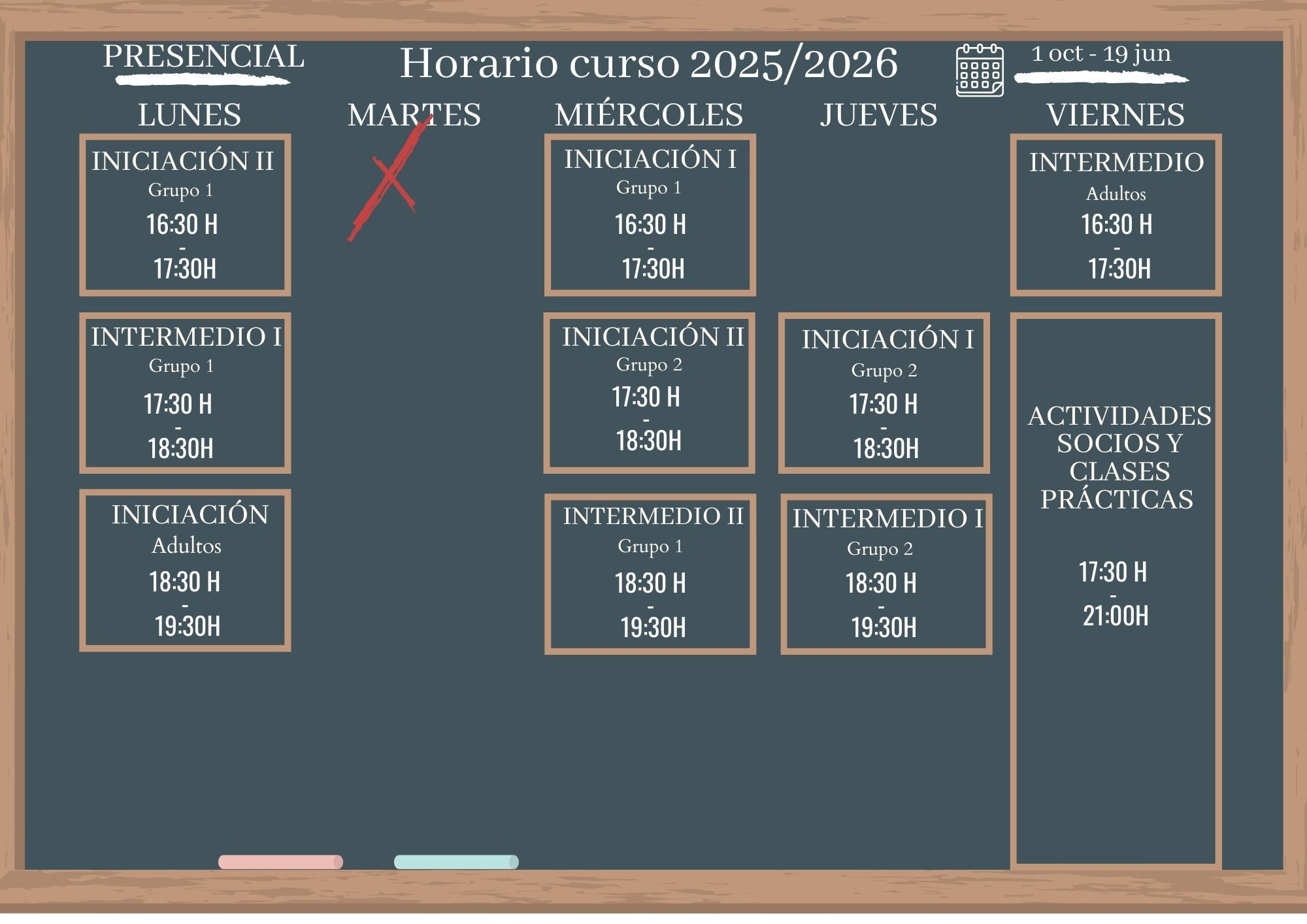 Horario Escuela Magic PRESENCIAL 25-26 Horario Clases Escuela Presencial