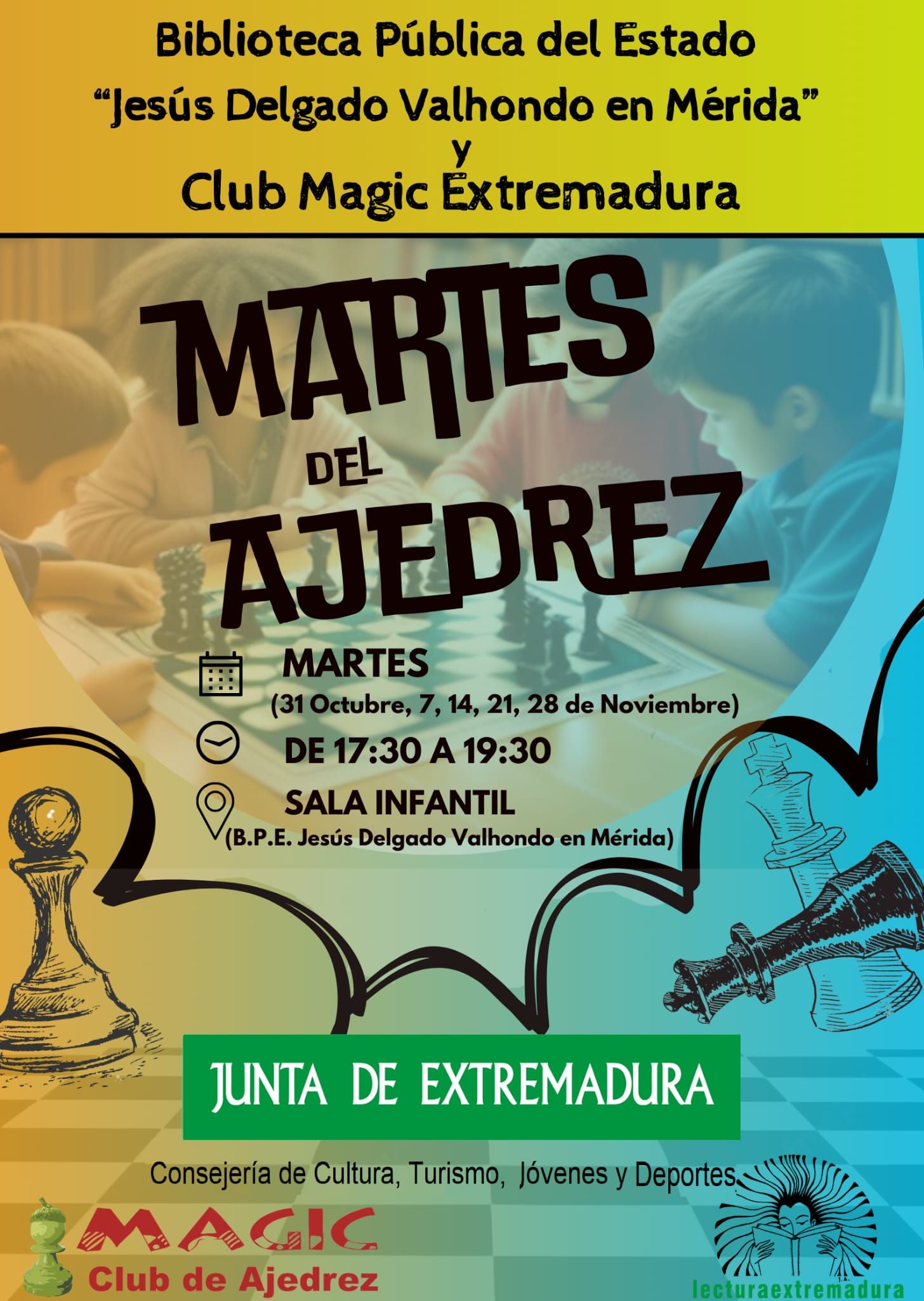 Durante el mes de noviembre volvemos a la biblioteca con &laquo;Los martes del ajedrez&raquo;
